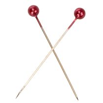 Article Épingles décoratives à tête de perle rouge pour fleuristes, Ø 4 mm, 40 mm, 150 pièces