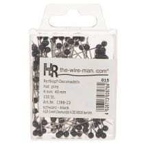 Article Épingles à fleurs à tête de perle noire, Ø 4 mm, 40 mm, 150 pièces