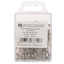 Article Épingles décoratives et florales à tête de nacre, argent, Ø 4 mm, 40 mm, 150 pièces