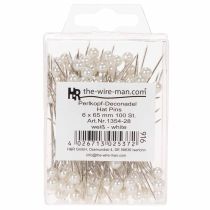 Article Épingles à tête de nacre Ø6 mm 65 mm blanches