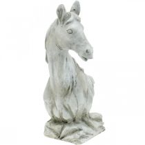 Tête de cheval buste déco figure cheval en céramique blanc, gris H31cm
