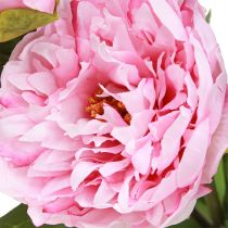Article Pivoine fleurs artificielles rose avec longue tige 70cm 3pcs