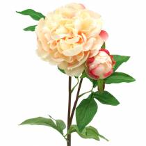 Pivoine avec fleur et bourgeon pêche artificielle 70cm