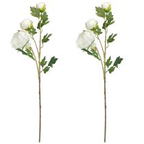 Article Pivoines artificielles à 3 fleurs Blanc crème 81cm 2pcs
