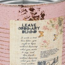 Article Pot de fleurs, rose ancienne, boîte décorative en métal, style vintage, Ø 15,5 cm x H 15 cm