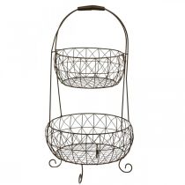 Etagere à plantes support panier métal vintage 2 étages 62cm