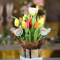 Article Bouchons de plantes Bouchons décoratifs poulet coloré Décoration de Pâques poule en bois 14 pièces