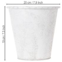 Article Pot de fleurs décoratif, jardinière ornée, décor en métal blanc et gris Ø 20,5 cm H 19,5 cm