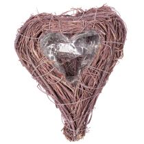 Article Bol en forme de cœur avec branches et insert en aluminium pour compositions florales, 14 cm, lot de 2