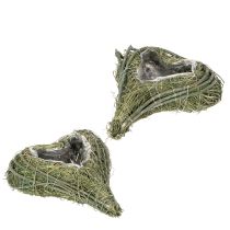 Article Cœur végétal en matériau naturel avec insert en feuille d'aluminium, 22 cm, 2 pièces