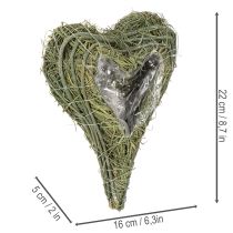Article Cœur végétal en matériau naturel avec insert en feuille d'aluminium, 22 cm, 2 pièces