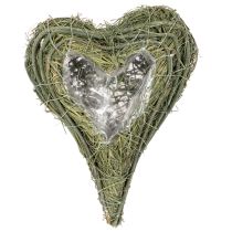 Article Cœur végétal en matériau naturel avec insert en feuille d'aluminium, 22 cm, 2 pièces