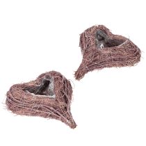 Article Cœur décoratif en brindilles avec feuille de plantation, 20 cm, 2 pièces