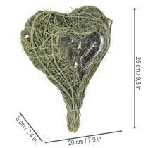 Article Cœur de plante naturelle pour l'art floral avec feuille d'aluminium, 25 cm