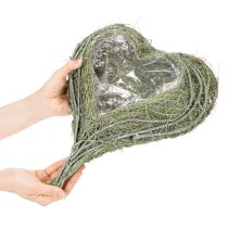 Article Bol en forme de cœur en herbe naturelle avec feuille de plantation, 38 cm