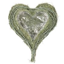 Article Bol en forme de cœur en herbe naturelle avec feuille de plantation, 38 cm