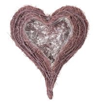 Article Bol en forme de cœur réalisé en brindilles avec insert en aluminium, 37 cm