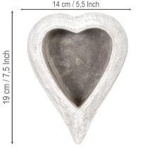 Article Bol décoratif en forme de cœur, gris ; petit pot de fleurs en forme de cœur, 19 cm