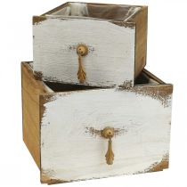 Boîte à plantes tiroir en bois Shabby Chic 14/19cm lot de 2