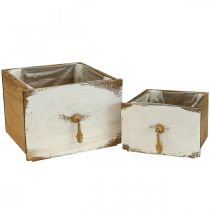 Boîte à plantes tiroir en bois Shabby Chic 14/19cm lot de 2