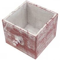 Boîte à plantes en bois tiroir décoratif shabby chic rouge blanc 12cm