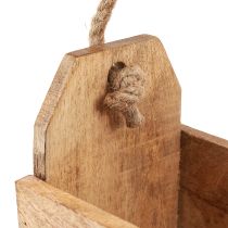 Article Jardinière en bois avec poignée, carrée, jute naturelle 27x12x17cm