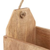 Article Jardinière en bois naturel et jute avec poignée 35x16x21,5cm