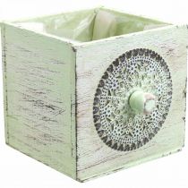 Boîte à plantes tiroir décoratif shabby vert 15-23cm lot de 3