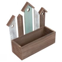 Article Bac à plantes jardinière en bois rangée de maisons 30,5×30cm