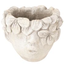 Article Tête de plante pot de fleurs aspect béton tête de fille H13,5cm
