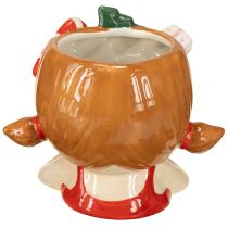 Article Tête de plante en céramique fille jardinière décorative Noël H17cm