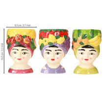 Article Tête de plante fille avec fruit décorative en céramique 13,5 cm 3 pièces