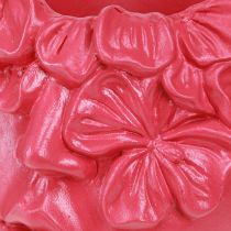 Article Tête de plante en polyrésine, pot de fleurs, rose, 13,5 x 13 x 14 cm