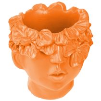 Article Pot de fleurs en forme de buste en forme de tête de plante Orange 13,5 × 13 × 14 cm