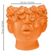 Article Pot de fleurs en forme de buste en forme de tête de plante Orange 13,5 × 13 × 14 cm