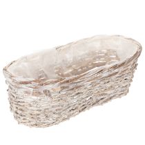 Article Jardinière en panier avec insert en aluminium, ovale, blanche, 37 cm