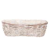 Article Jardinière en panier avec insert en aluminium, ovale, blanche, 37 cm