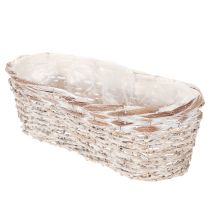 Article Jardinière en panier avec insert en aluminium, ovale, blanche, 37 cm