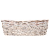 Article Jardinière en panier avec insert en aluminium, ovale, blanche, 37 cm