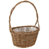 Article Panier à plantes avec anse ovale en osier marron 28/24 cm lot de 2