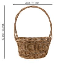 Article Panier à plantes avec anse ovale en osier marron 28/24 cm lot de 2