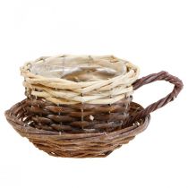 Panier à plantes tressé, coupe à plantes avec soucoupe Ø16cm