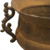 Jardinière coupe vase aspect rouille grand métal Ø29cm H39cm