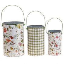 Cache-pot vintage décoratif seau en métal Ø18/15/12cm lot de 3