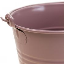 Cache-pot vintage décoratif métal seau vieux rose Ø16cm H24cm