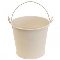 Article Cache-pot vintage décoratif métal seau crème Ø16cm H24cm