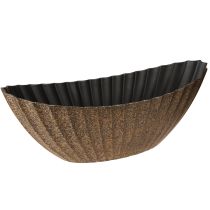 Article Jardinière ovale rainurée anthracite doré 41,5×16×16cm