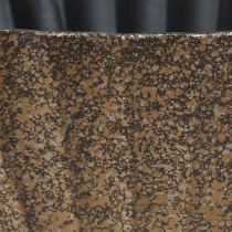Article Jardinière ovale rainurée anthracite doré 41,5×16×16cm