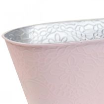 Bol à plantes bol à fleurs en métal ovale rose 25x14.5x10cm