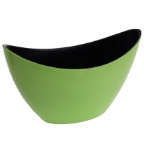 Bol décoratif vert bateau à plantes ovale 20cmx9cmx12cm